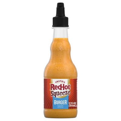 Frank&#39;s RedHot Burger Sauce, Squeeze Bottle, Creamy, Tangy Blend of Dill Pickle Juice, Mayo, and Franks RedHot Heat for Burgers &amp; More, 12 fl oz