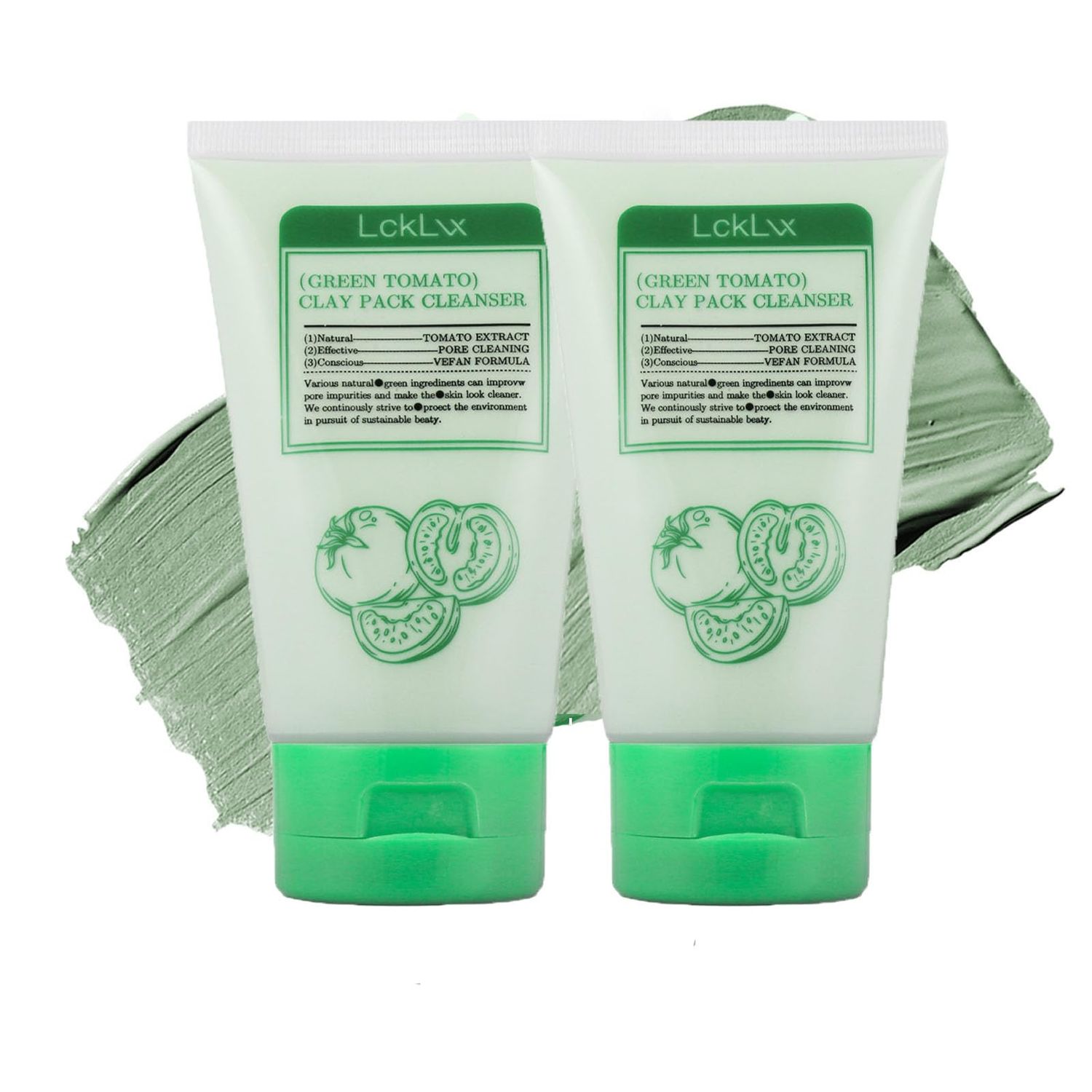 Jgppe Green Tomato Clay Mask, Green Tomato Clay Mask Cleanser, Korean Green Tomato Clay Mask, Green Tomato Clay Pack Cleanser, Green Tomato Pack Cleanser Clay Mask (2PCS)