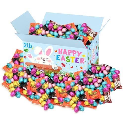 Easter Chocolate Candy, 2lb Pack of Easter Egg Goodies Individually Wrapped, Ideal Bulk for Parties and Springtime Events, Premium Candy Chocolate for Kids and Adults to Enjoy