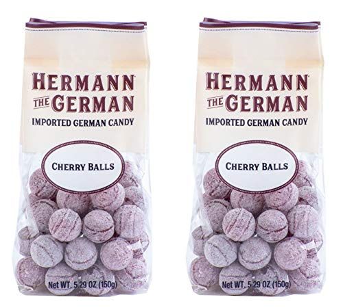 Hermann the German Hard Candy - Imported - Pack of 2 (Cherry Balls)