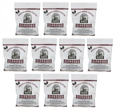 Claey&#39;s Horehound Old Fashioned Hard Candies Soothing to the Throat: 10 Bags of 6 Oz