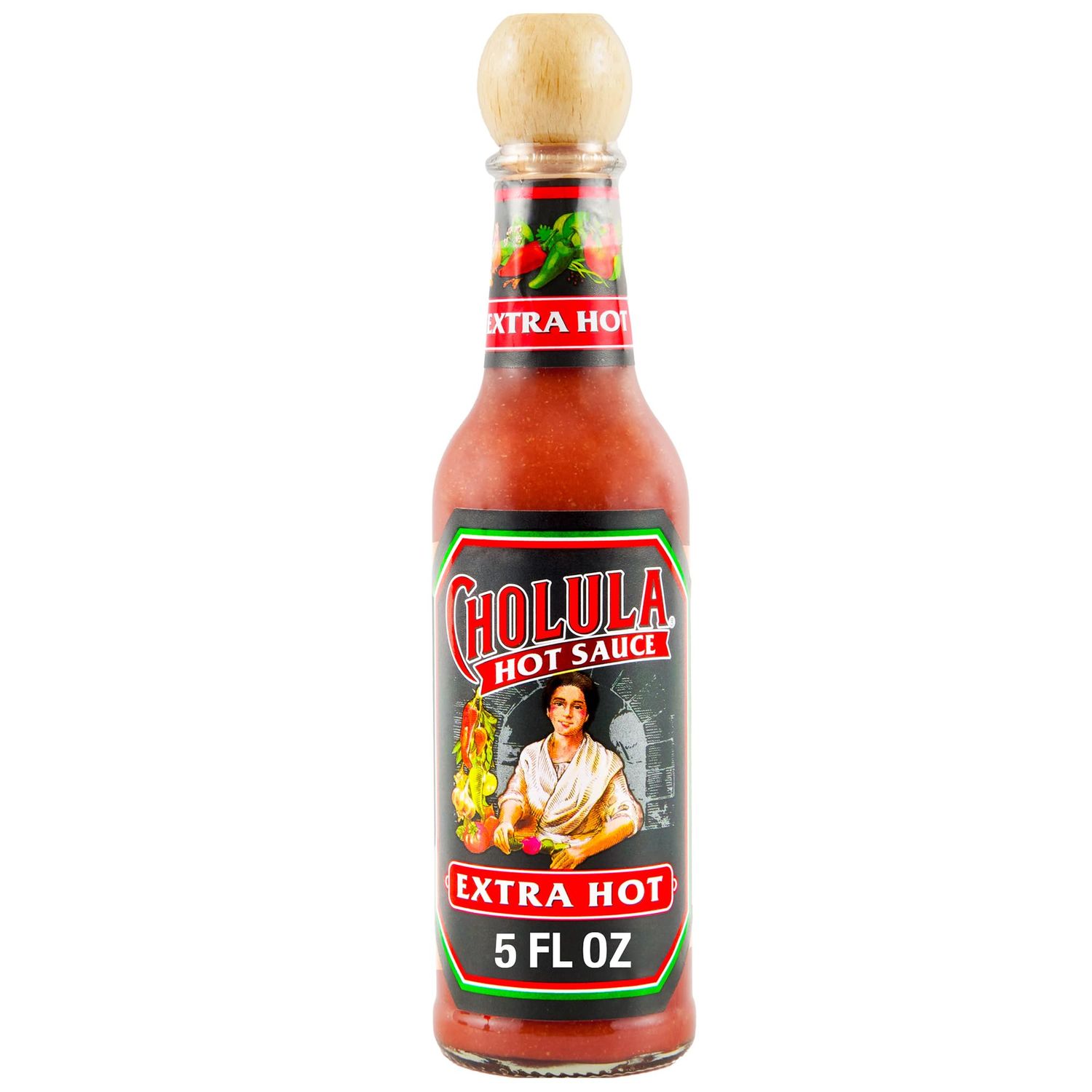 Cholula Hot Sauce, Extra Hot, Product of Mexico, Blend of Arbol &amp; Piquin Peppers for Bringing Extra Hot Heat to Tacos, Eggs, Pizza and More, 5 fl oz
