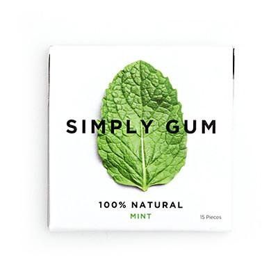 Simply Gum Mint Natural Chewing Gum - Non GMO, Vegan, 4 Packs (60 Pieces)AB