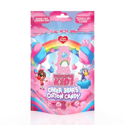 Bubblegum Kids Sugar Free Gum - Bubble Gum for Kids and Adults - Care Bears Xylitol Chewing Gum Sugar Free - Aspartame Free, Vegan Friendly Xylitol Gum - Cheer Bears Cotton Candy