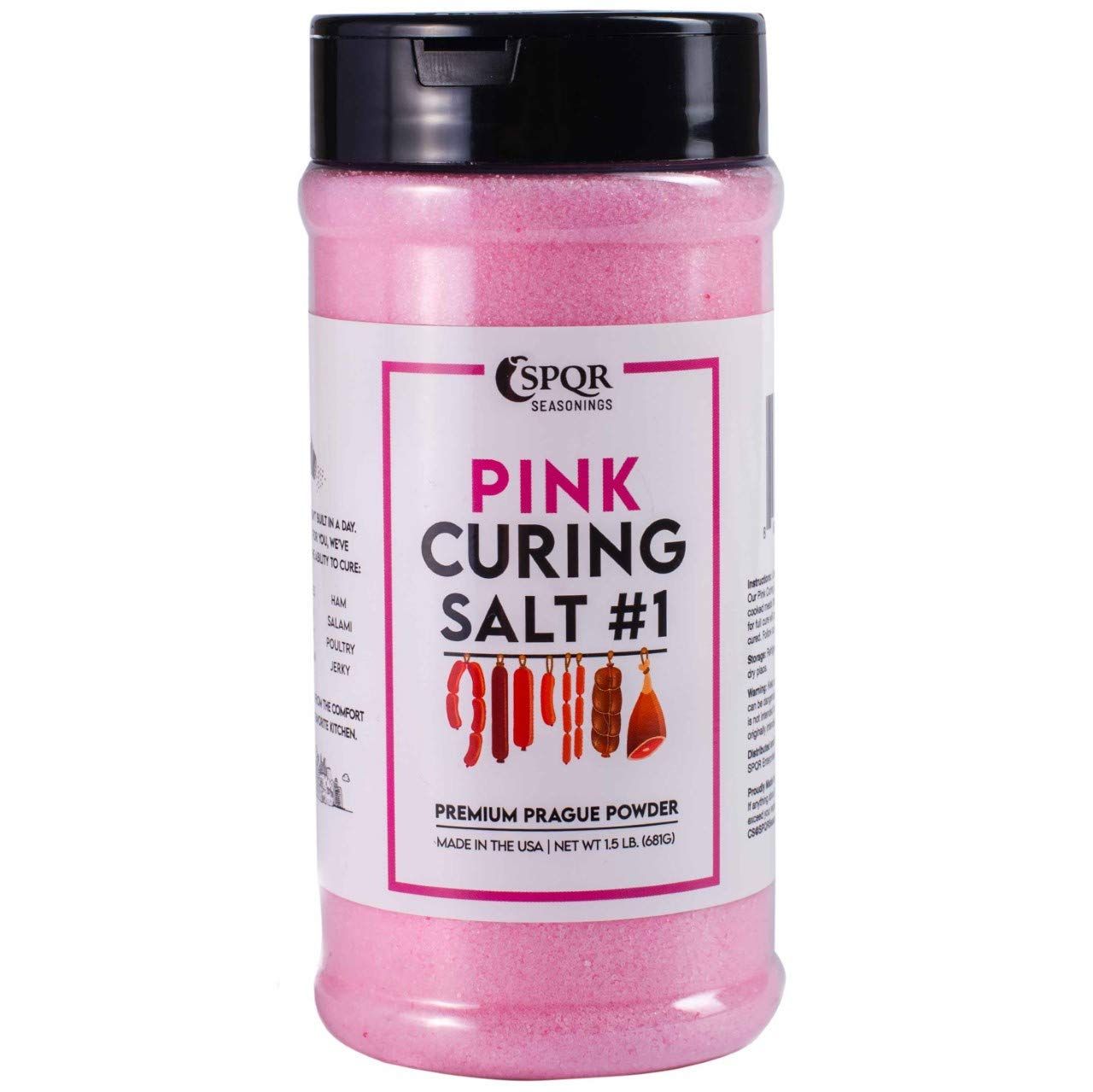 Curing Salt No.1. Quick Cure Premium Prague Powder XL 1.5 Pound Bottle by SPQR Seasonings