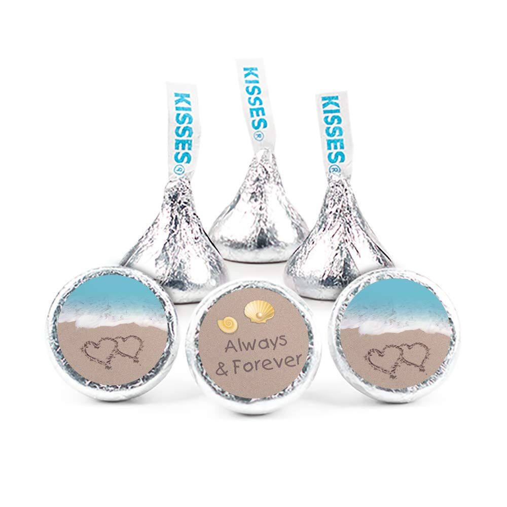 Beach Themed Wedding Stickers for Kisses Favors, 324ct