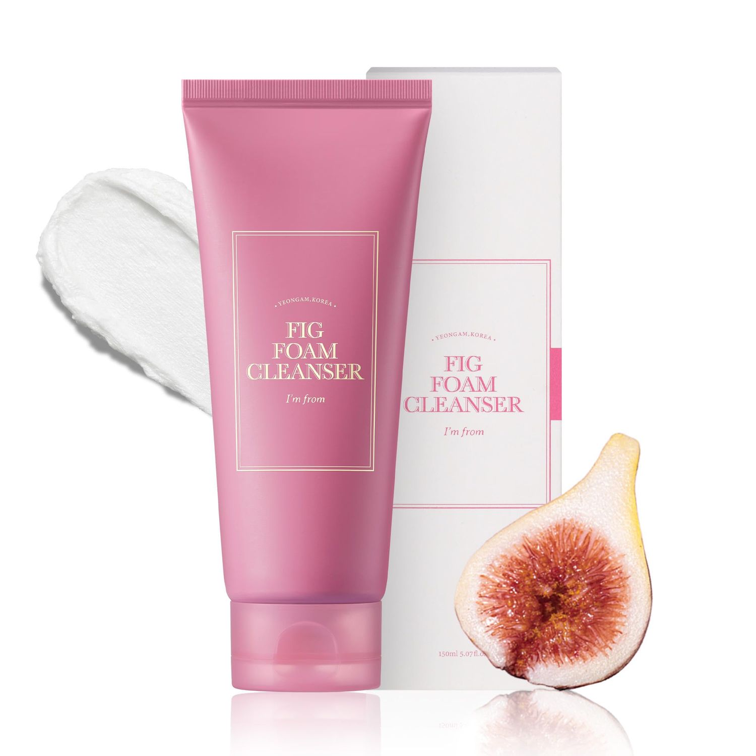Im from Fig Foam Cleanser, Korean Daily Gentle Face Wash for Oily, Sensitive Skin, Sebum Control, Mild Alkaline, Creamy Bubble, Lather, Exfoliating, Vegan, Hydrating, Pore Cleansing 5.07 fl oz