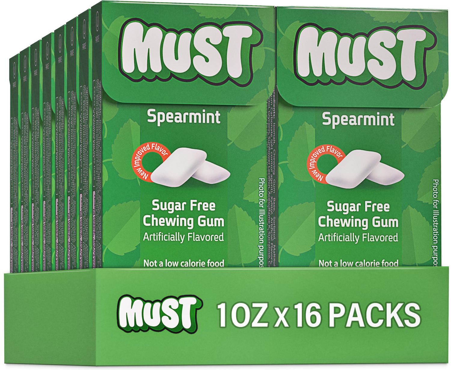 Elite Must Spearmint Sugar Free Chewing Gum, 1oz (16 Pack) Product of Israel