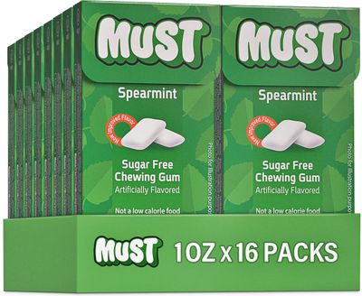 Elite Must Spearmint Sugar Free Chewing Gum, 1oz (16 Pack) Product of Israel