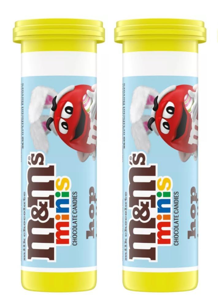 MM Mini Tubes - Pack of 2 - Delicious Candy Covered Chocolates - Easter Designs - Perfect for Easter Baskets - Great for Sharing with Friends and Family