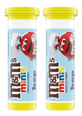 MM Mini Tubes - Pack of 2 - Delicious Candy Covered Chocolates - Easter Designs - Perfect for Easter Baskets - Great for Sharing with Friends and Family