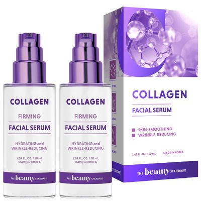 The Beauty Standard Collagen Face Serum - Dermatologist Tested, Anti-Aging, Skin Tightening, Hydrating - Clean Beauty, Cruelty-Free Korean Skin Care for All Skin Types - 1.69 fl. oz (2 Pack)