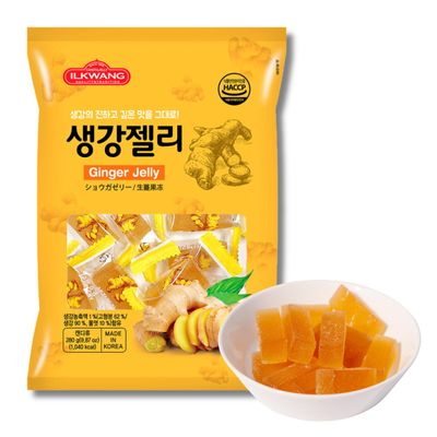 La Voie Korean Ginger Chew Crystallized Jelly, Natural Refreshing Real Agar with Chewy, Refreshing Spicy Ginger Flavor Soft &amp; Chewy 9.87 oz Made in Korea Flavor, Gummies 9.87oz Made in Korea