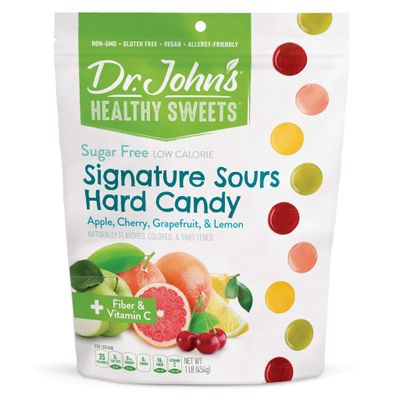 Dr. Johns Sugar Free Candy, Healthy Hard Candy with Zero Sugar, Low Calorie Snacks, Keto Friendly, Vegan, Gluten Free, Signature Sour Flavors, 100 Count, 1 LB