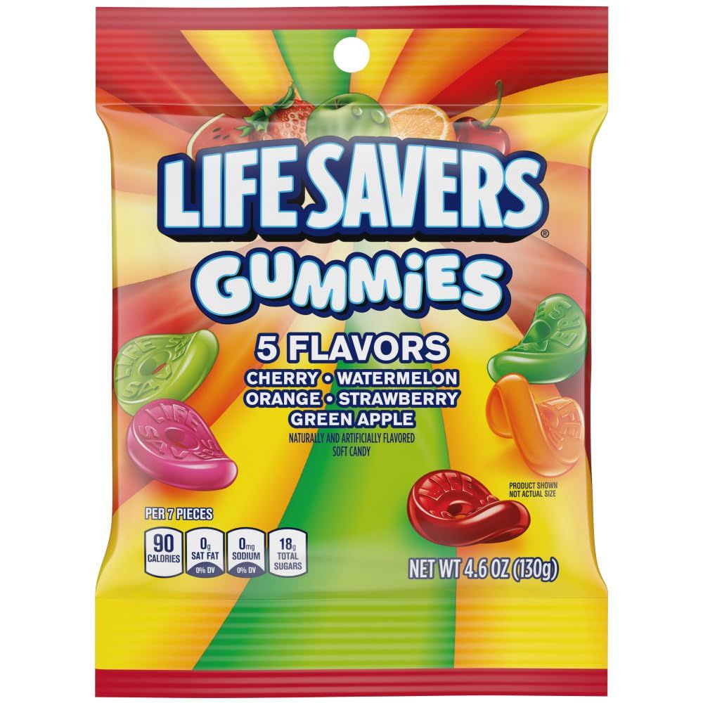 Life Savers Gummies 5 Flavors Gummy Candy, 4.6 Oz Bags (Pack of 12)