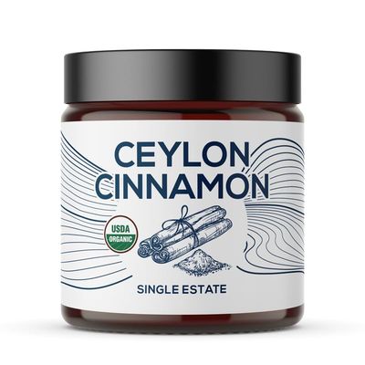 One Farm by WAAYB Organic Ceylon Cinnamon, Single Estate, Freshly Ground Premium Sri Lanka Cinnamon, Non-GMO, Fair-Trade &amp; Gluten Free in Resealable Jar for Cooking, Smoothies, Lattes &amp; Tea