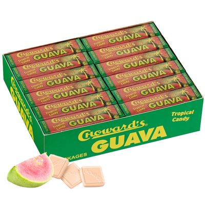 Choward&#39;s Guava Tropical Candy Unique Fruit Flavors of Mint for Everyday Freshness Perfect for Travel, Sharing, and Gifting Distinctive Taste in Convenient Packaging (24 pack per box)