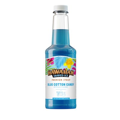 Hawaiian Shaved Ice Blue Cotton Candy Syrup - Nut Soy Dairy Free - Flavor Fluffy &amp; Crunchy Snow Cones - Shelf Stable - Makes 8 Servings - 16 ounces