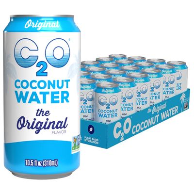 C2O - Coconut Water, The Original Flavor (24 Pack) - Made with Fresh Coconut Water - Plant Based - Non GMO - Canned Water - Natural Hydration, Essential Electrolytes, &amp; Potassium - 24 Cans, 10.5 FL OZ