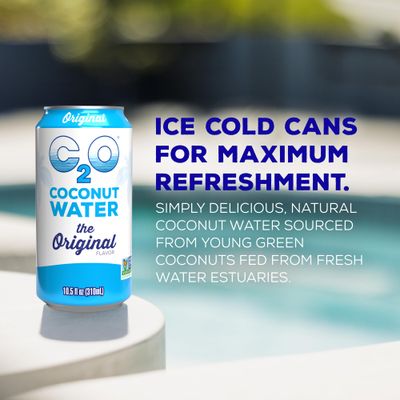 C2O - Coconut Water, The Original Flavor (24 Pack) - Made with Fresh Coconut Water - Plant Based - Non GMO - Canned Water - Natural Hydration, Essential Electrolytes, &amp; Potassium - 24 Cans, 10.5 FL OZ