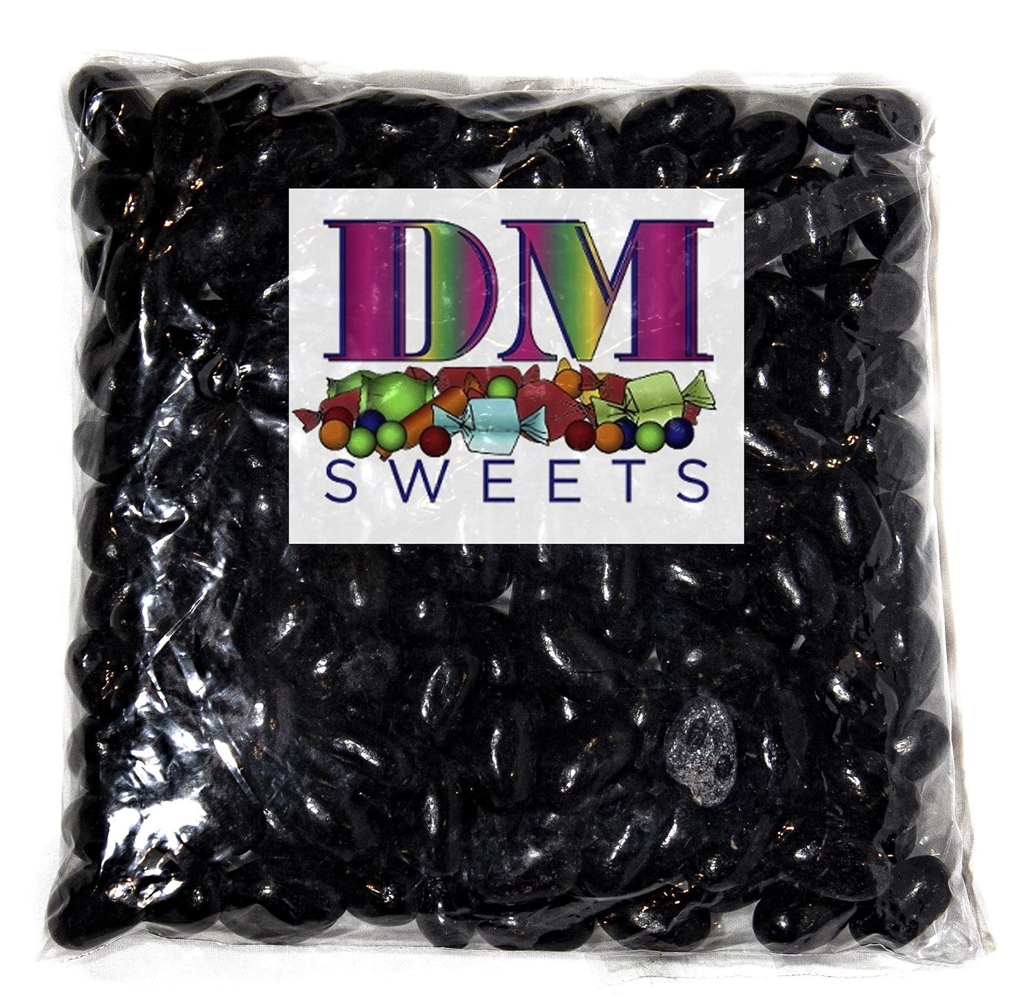 DM Sweets Jumbo Extra Large Fresh Chewy Black Licorice Jelly Beans - 1.5 lbs