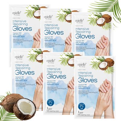Epielle Intensive Repairing Gloves for Dry and Cracked Hands - 6 Pack Coconut Oil, Milk Extract, Hyaluronic Acid Beauty and Skincare Gifts, Mother&#39;s Day Gifts