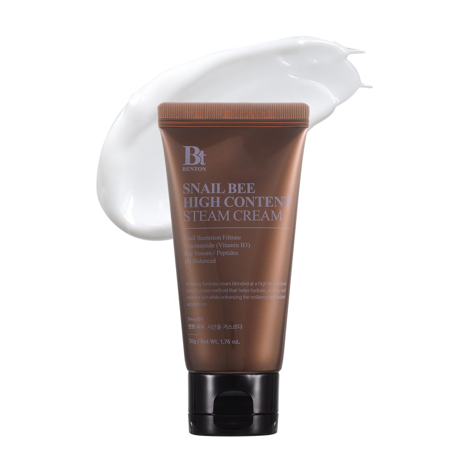 BENTON Snail Bee High Content Steam Cream - Snail Mucin Moisturizer with Bee Venom &amp; Niacinamide Korean Skin Care Products For Dry &amp; Sensitive Skin Hydrating Face For Women (1.76 oz.)