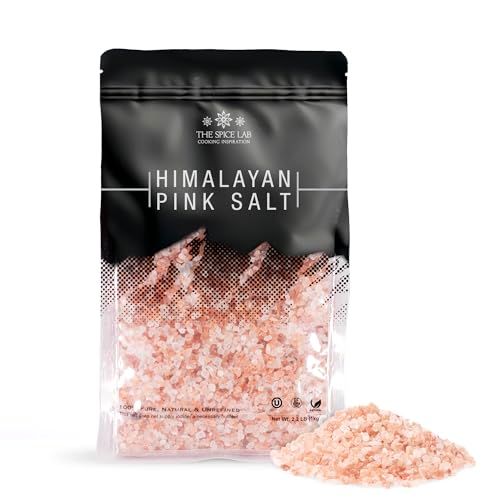 The Spice Lab Himalayan Salt - Coarse 2.2 Lb / 1 Kilo - Pink Himalayan Salt is Nutrient and Mineral Dense for Health - Gourmet Pure Crystal - Kosher &amp; Natural Certified