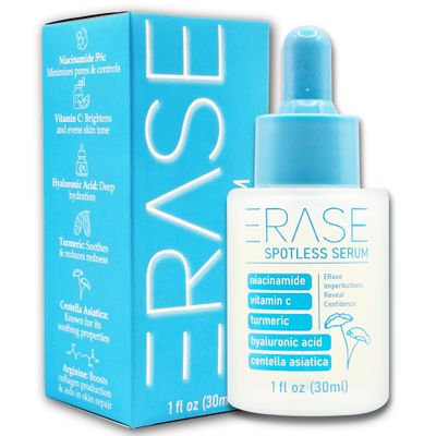 ERase Spotless Serum - Vitamin C Serum for Dark Spots with Niacinamide 5%, Korean Skin Care, Proactive Acne Treatment For Face, Hyaluronic Acid Hydration, Soothing Turmeric &amp; Centella Asiatica, 1fl oz