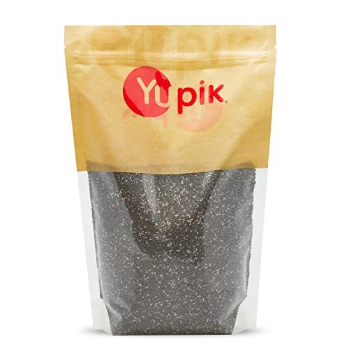 Yupik Raw Black Chia Seeds, 2.2 lb (35.2 oz), Gluten-Free, Kosher, Vegan, Natural Seeds, Plant-Based Superfood, Rich in Fiber, Source of Omega-3, Ideal for Chia Pudding &amp; Smoothies, Gels Easily
