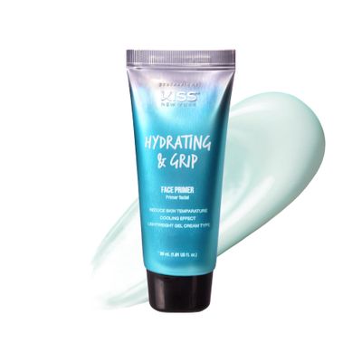 KISS NEW YORK Professional Face Primer Hydrating &amp; Grip, Long-Lasting All-Day Makeup, Skin Moisturizing, Improve Skin Elasticity, Lightweight Facial Gel Cream, Made in Korea