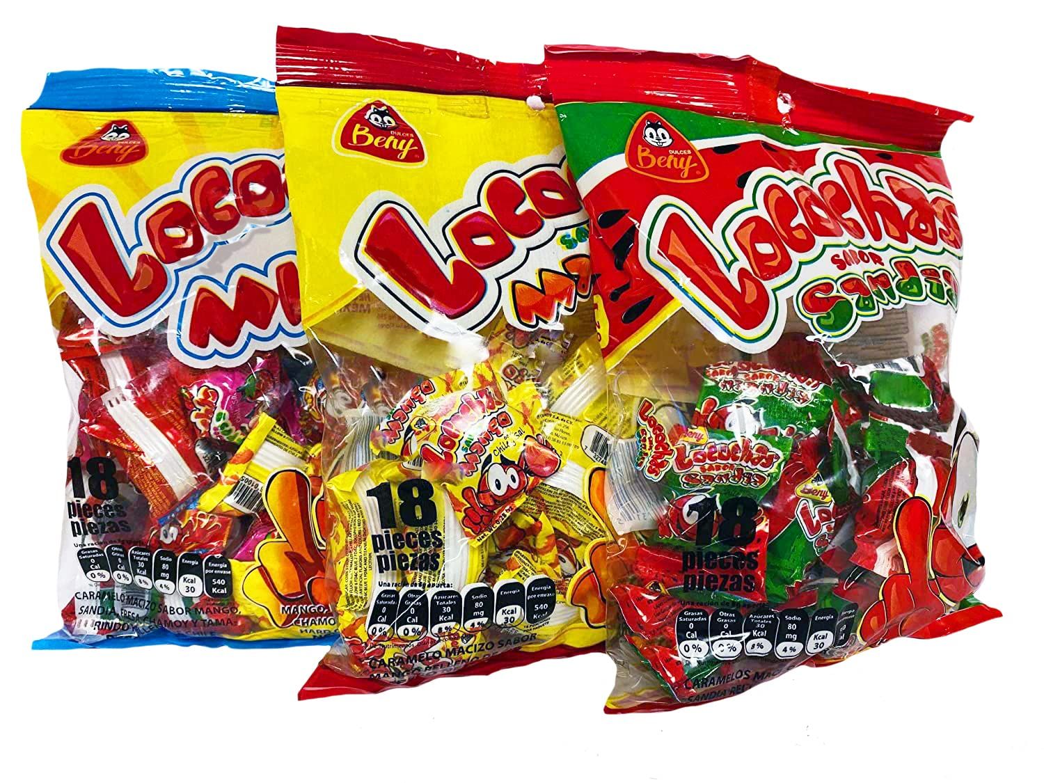 BENY LOCOCHAS PEG BAG HARD CANDY WITH CHILI POWDER CENTER 5.1OZ 18PCS (MIX)