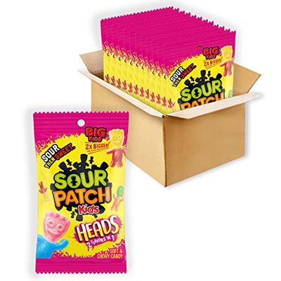 SOUR PATCH KIDS Heads 2 Flavors in 1 Soft &amp; Chewy Candy, Bulk Candy, 12 - 8 oz Bags