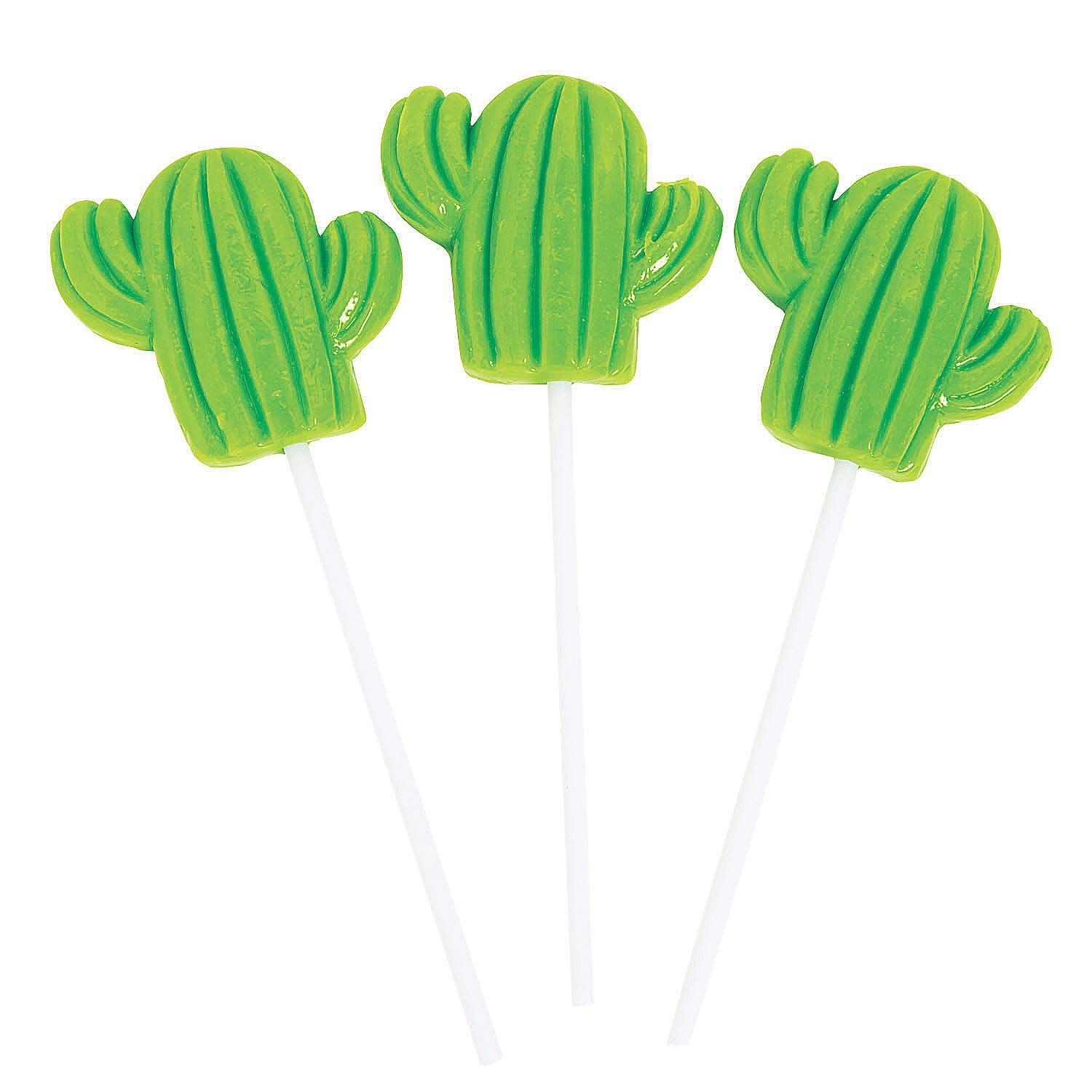 Fun Express Cactus Suckers (set of 12 individually wrapped) Green Apple Flavor - VBS Vacation Bible School Supplies/Decor