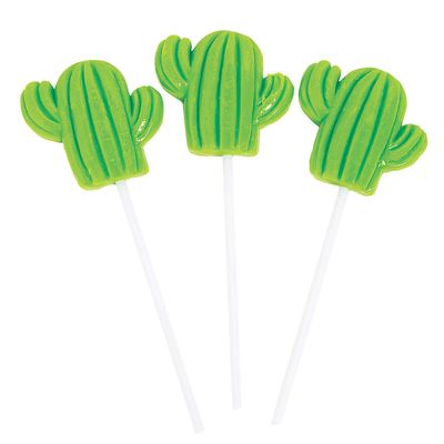 Fun Express Cactus Suckers (set of 12 individually wrapped) Green Apple Flavor - VBS Vacation Bible School Supplies/Decor