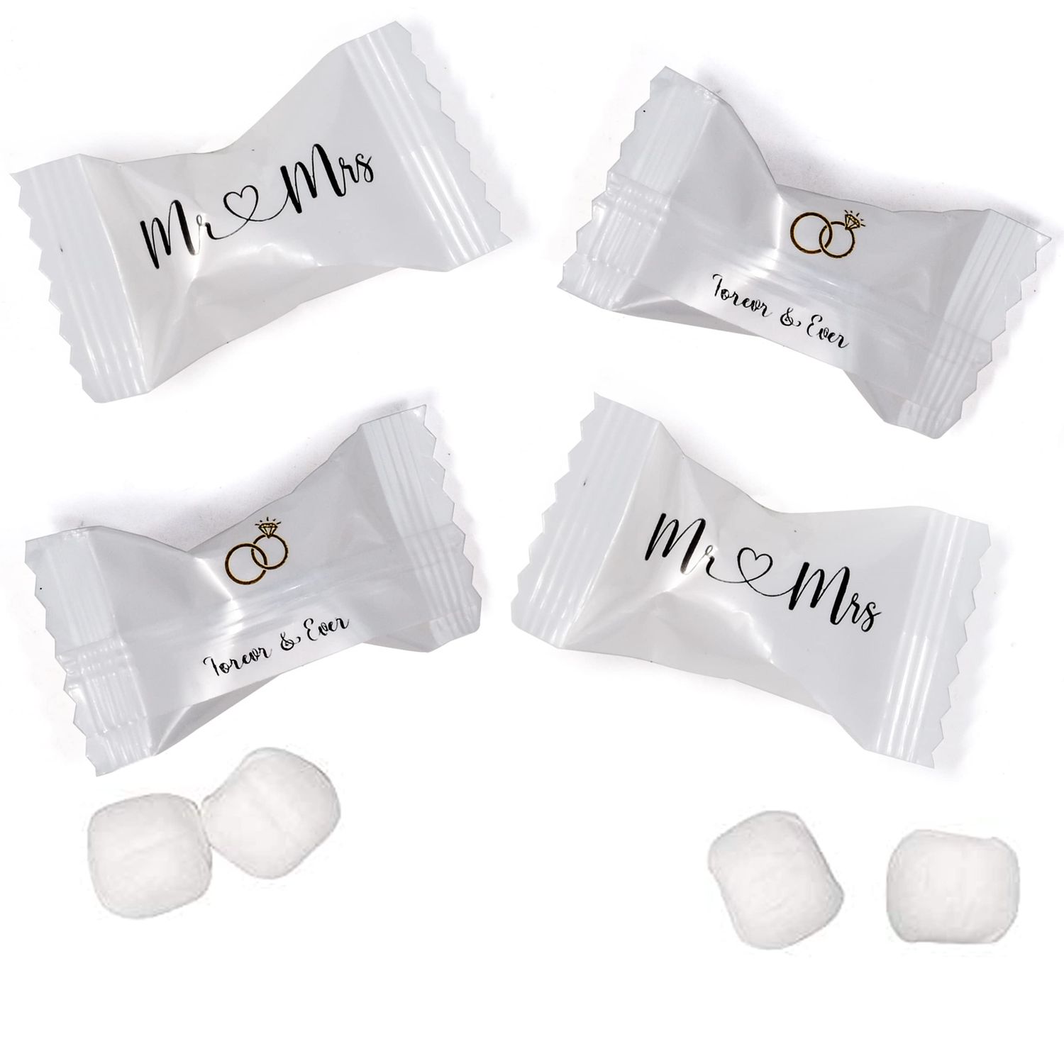 Gift Boutique Mr. &amp; Mrs. Wedding Butter Mint Candy Bags 100 Count Forever &amp; Ever Mints Candies 13 Oz (369g) Diamond Ring Treats Party Favors For 50th Anniversary Wedding &amp; Special Occasions
