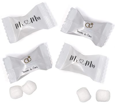 Gift Boutique Mr. &amp; Mrs. Wedding Butter Mint Candy Bags 100 Count Forever &amp; Ever Mints Candies 13 Oz (369g) Diamond Ring Treats Party Favors For 50th Anniversary Wedding &amp; Special Occasions