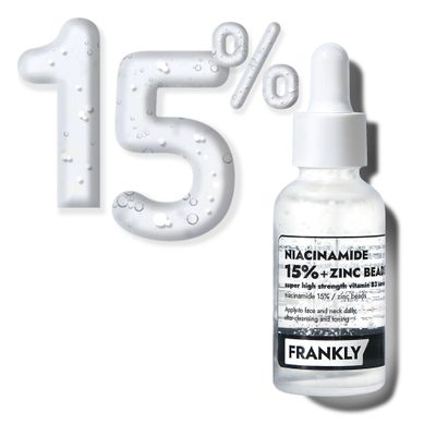 FRANKLY Niacinamide 15% &amp; Zinc Beads Serum Jumbo: Acne &amp; Dark Spots Care, Oil Control, Even Skin Texture &amp; Glow Vegan &amp; Cruelty-Free Non-Comedogenic All skin types Korean Skincare 2.02 fl.oz