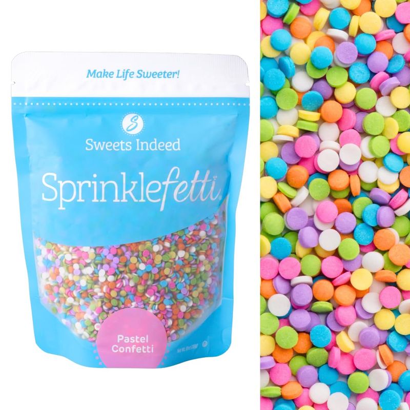 Sweets Indeed, Pastel Bulk Sprinkles, Edible Sprinkle Mix, Confetti Quin, Perfect for Cake Decorations, Baking, Ice Cream, Cookies, Cupcake Topper, 10 ounces (Pastel Confetti)