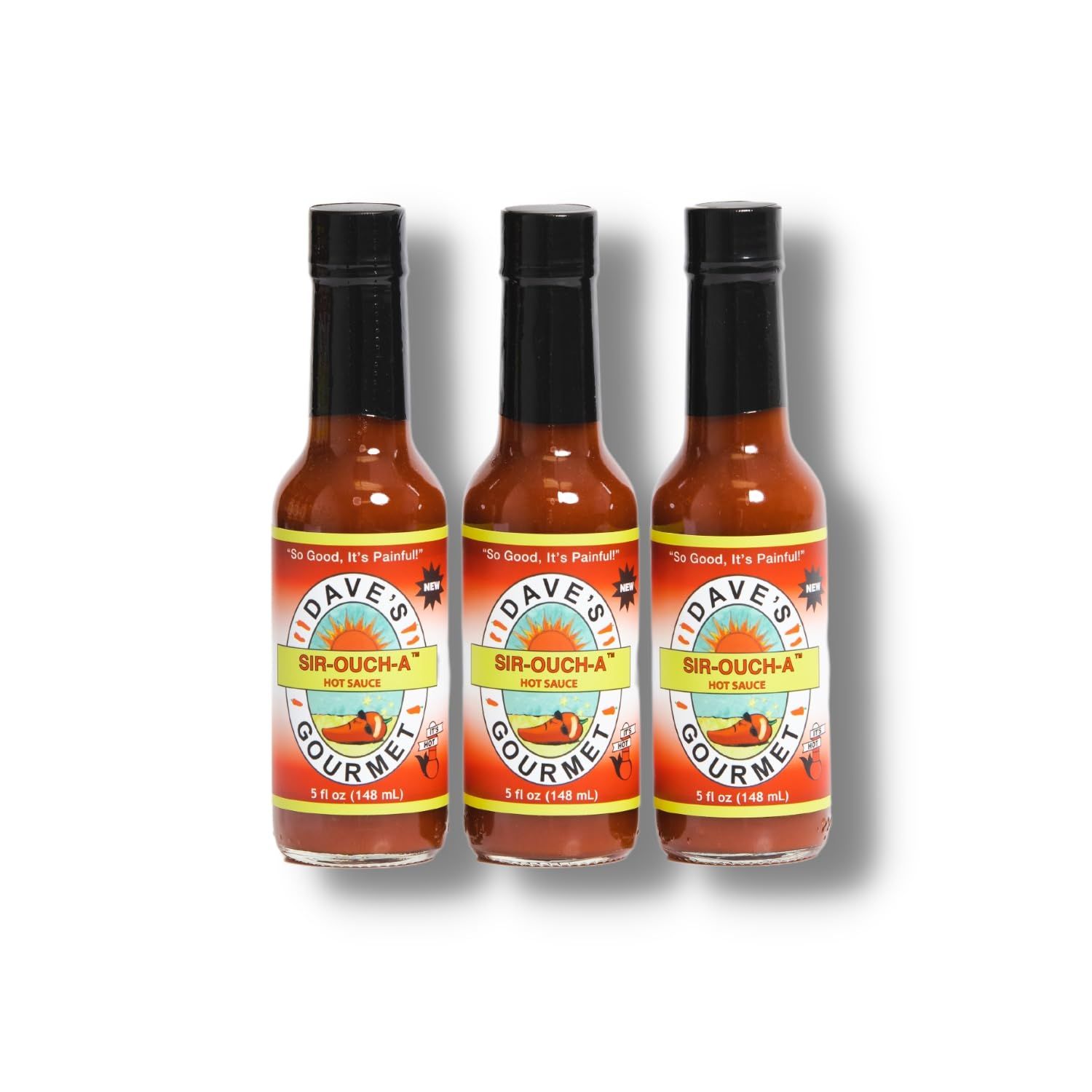 Dave&#39;s Gourmet Sir Oucha Hot Sauce 3-Pack Sriracha Flavored All-Natural, Preservative-Free Perfect for Rice, Eggs, Meats, and Vegetables 5 oz Bottles