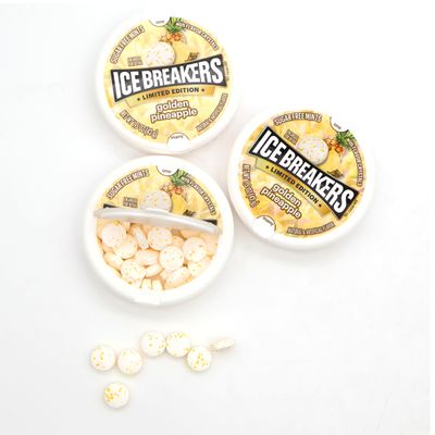 Golden Pineapple Hard Candy Mints - 3 Pack Sugar Free Flavored Mints With Cooling Crystal 1.5 oz Tins - On the Go Size For School, Office &amp; Travel Treats