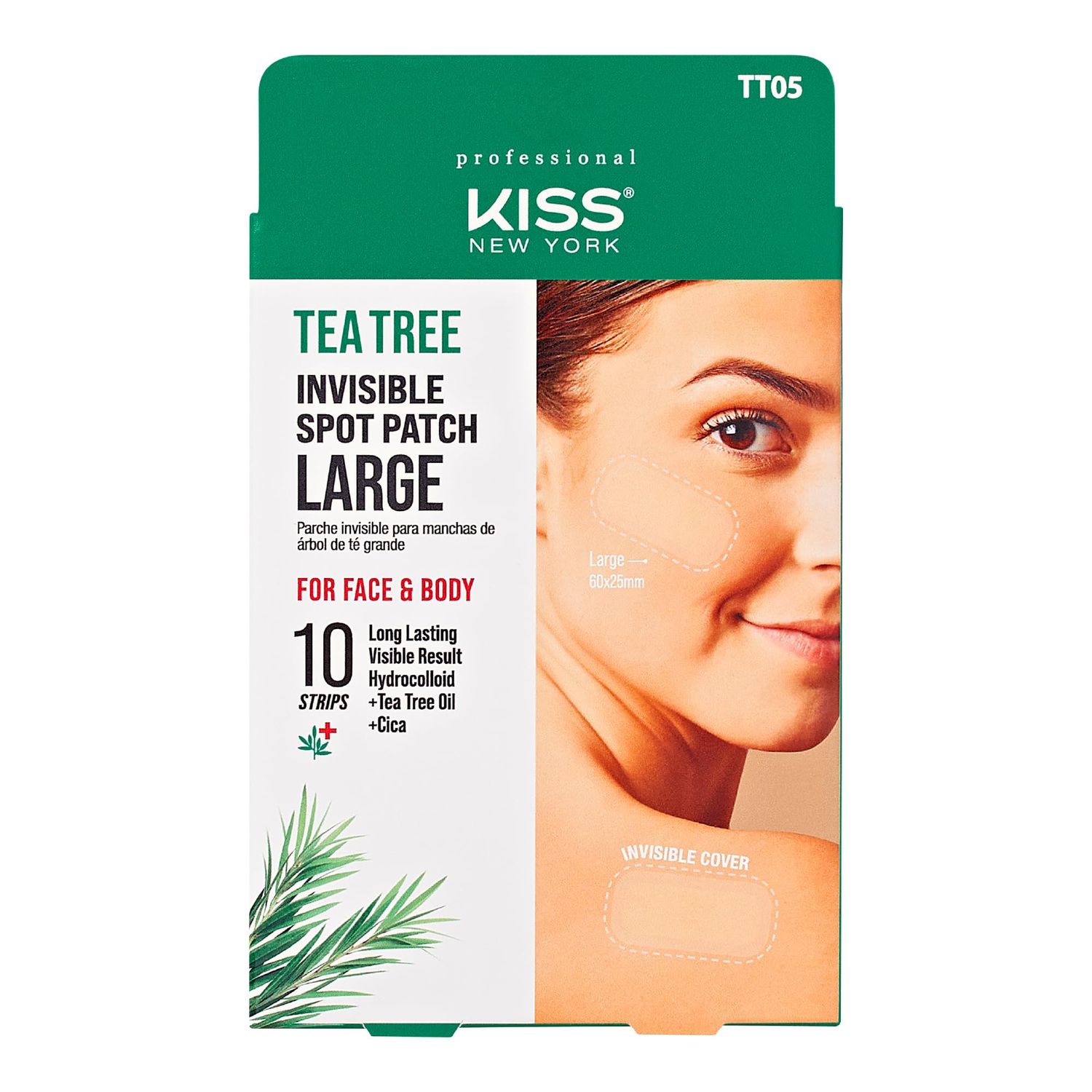 Kiss New York Hydrocolloid Acne Pimple Patch for Zits and Blemishes, Korean Skin Care Spot Treatment Stickers for Face and Body, Made in Korea (Large)