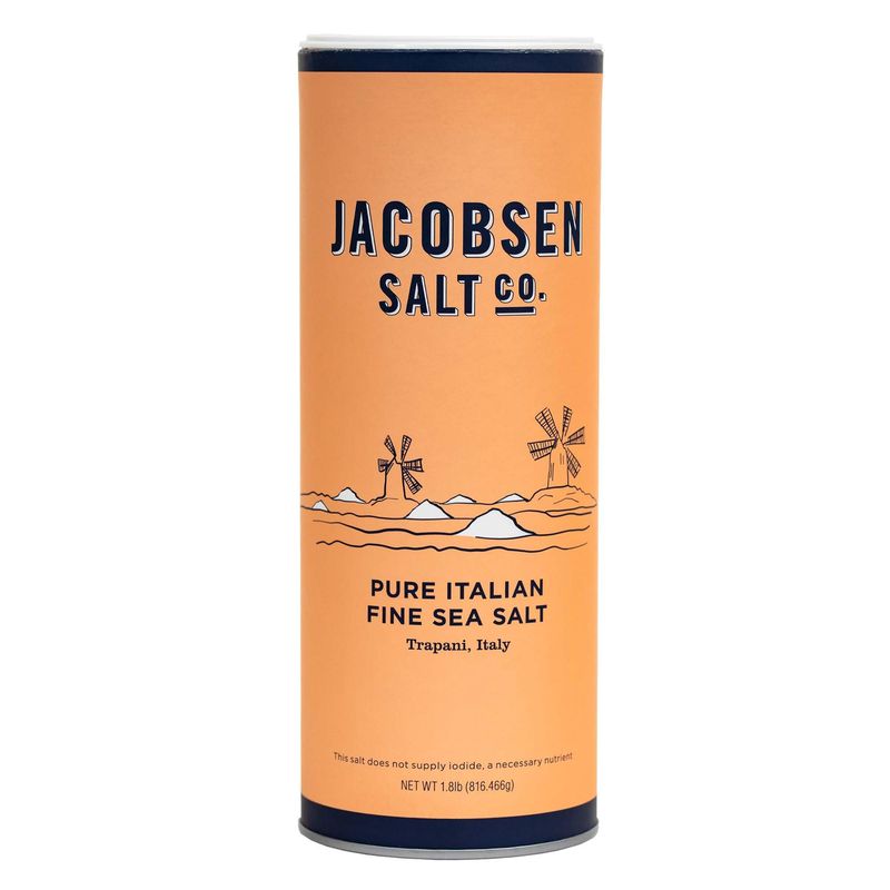 Jacobsen Salt Co. Pure Italian Fine Grain Sea Salt - Real Sea Salt for Cooking, Baking, or Pickling, Gourmet Seasoning, Harvested in Italy - 1.8 lb