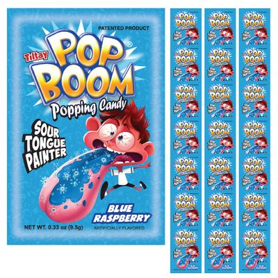 Tiltay Pop Boom - Sour Blueraspberry Flavor Popping Candy with display box 24 packs