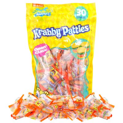 Spongebob Squarepants Krabby Patties Gummy Candy, Individually Wrapped Easter Basket and Egg Hunt Candies, 9.52 Ounces, 30 Piece