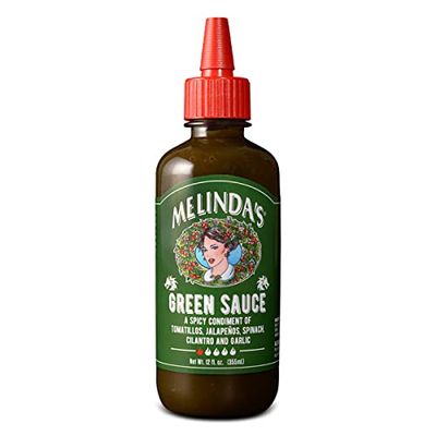 Melindas Green Sauce - Gourmet Mild Chile Verde Hot Sauce Made With Fresh Ingredients, Tomatillos, Jalapeo, Spinach &amp; Cilantro - Kosher - 12 oz, 1 Pack