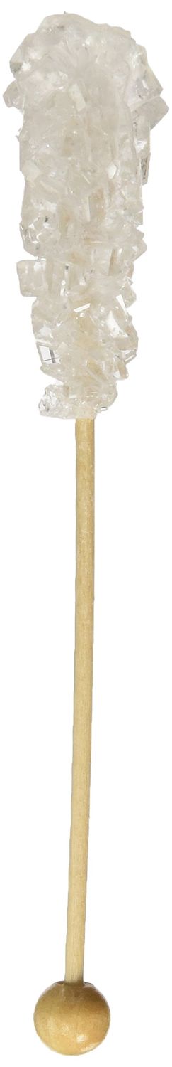 SweetGourmet White Pure Cane Sugar Swizzle Sticks Rock Candy Wrapped Pack of 10