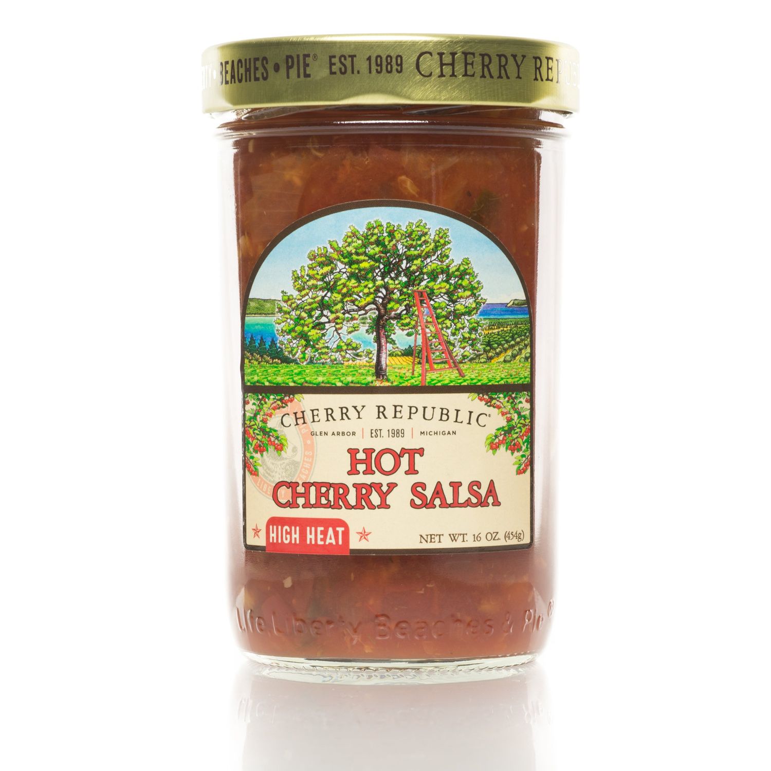 Cherry Republic Hot Cherry Salsa - Chunky Sweet &amp; High Heat Spicy Jalapeo Sauce (16 Oz Jar)