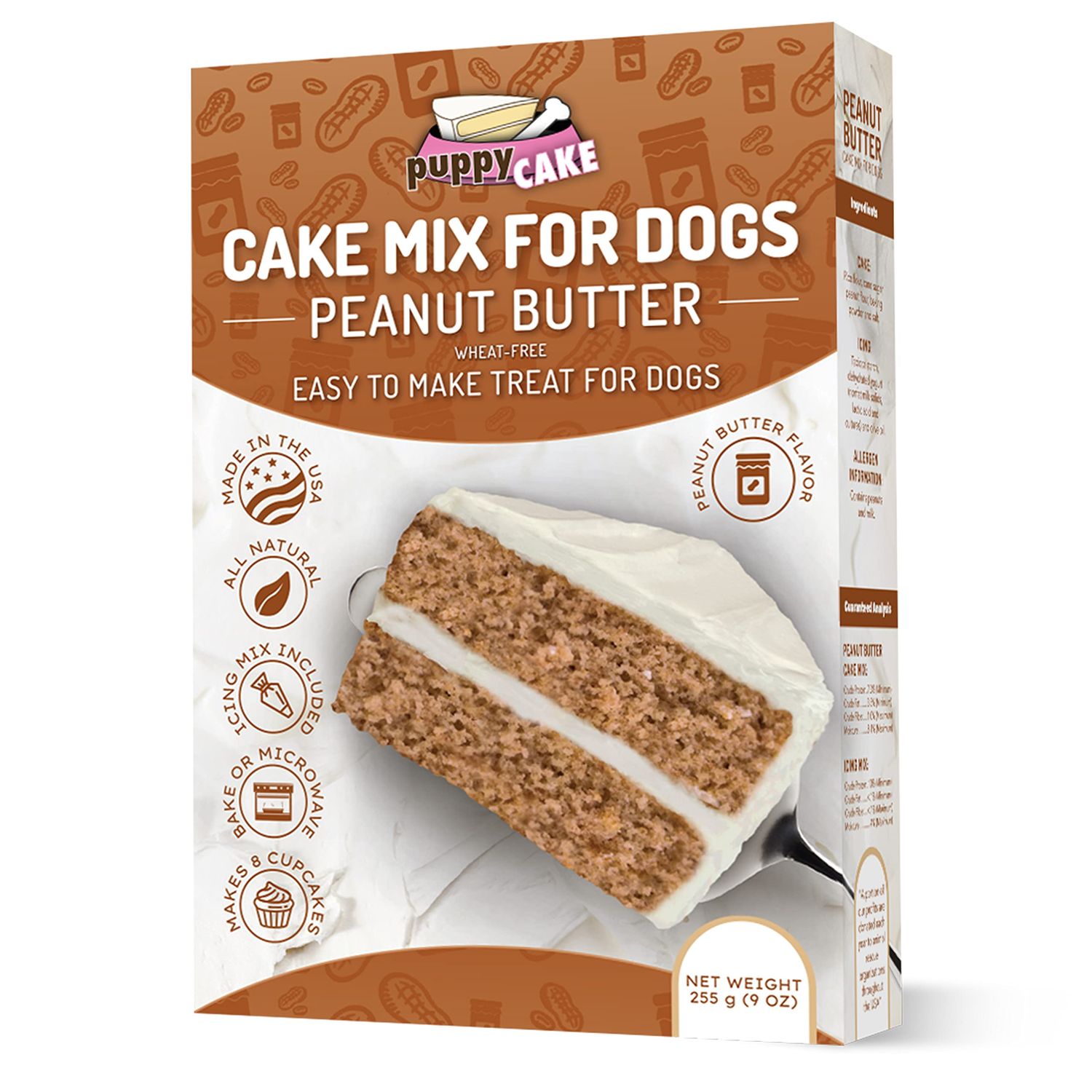 Puppy Cake - Dog Birthday Cake Wheat-Free Cake Mix for Dogs to Eat - Includes Peanut Butter Flavor Cake Mix and Icing Mix - Easy to Make - Bake or Microwave, Natural Ingredients - Made in the USA
