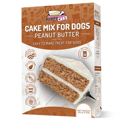 Puppy Cake - Dog Birthday Cake Wheat-Free Cake Mix for Dogs to Eat - Includes Peanut Butter Flavor Cake Mix and Icing Mix - Easy to Make - Bake or Microwave, Natural Ingredients - Made in the USA